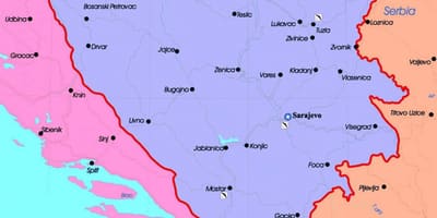 Босни-Герцеговин улс төрийн газрын зураг